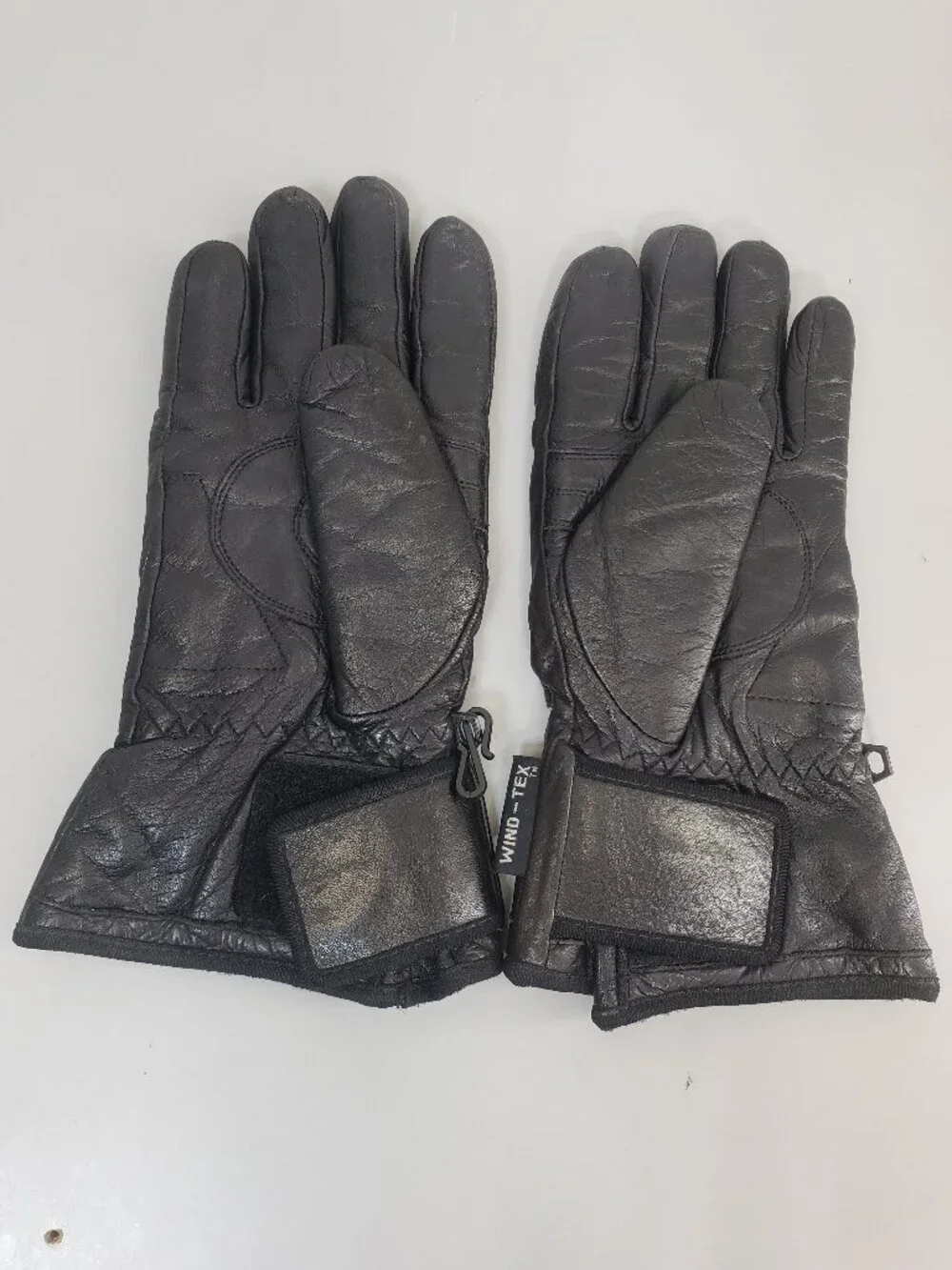 Olympia Motorcycle Gloves Blk Leather Thermolite Wind-Tex Made w Kevlar womens M